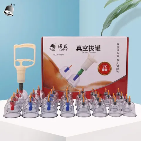 Bộ giác hơi 32 ly, Bộ giác hơi 32 cốc không cần lửa giúp kích thích tuần hoàn máu, giảm đau lưng