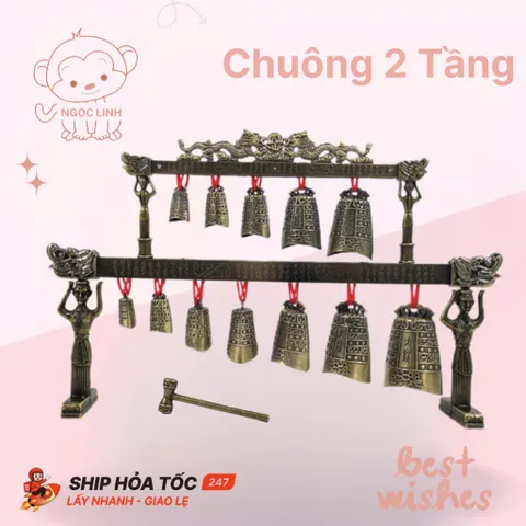 Chuông gió 2 tầng, Chuông gió gội đầu dưỡng sinh spa chuông đồng loại 1