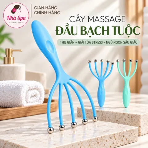 Lược Massage đầu Dụng cụ mát xa đầu 5 nhánh gắn bi sắt K1