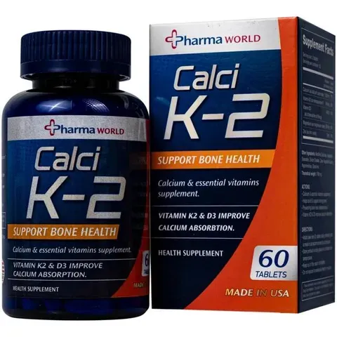 (CTy NK) Viên uống bổ sung canxi, hỗ trợ giảm nguy cơ loãng xương Calci K-2 Pharma World (60 viên)