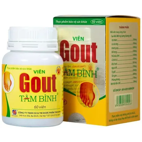 (CTy NK) Viên hỗ trợ giảm triệuu chứngg đau do gút Goutt Tâm Bình (60 viên)