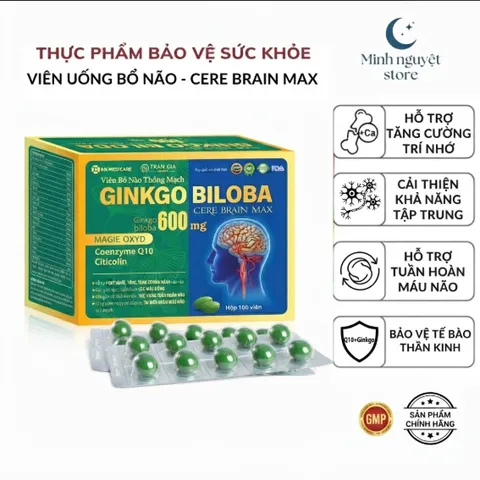 Viên uống bổ não GINKO BILOBA extra- giúp hoạt huyết, tăng cường lưu thông máu não, giảm đau đầu, hoa mắt, chóng mặt