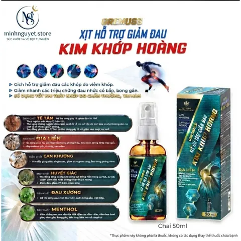 Xịt thảo mộc GREMUSS Spray kim khớp hoàng - hỗ trợ giảm đau nhức xư0ng khớp, tê nhức chân tay, tan máu bầm, hếtt sưng tấy