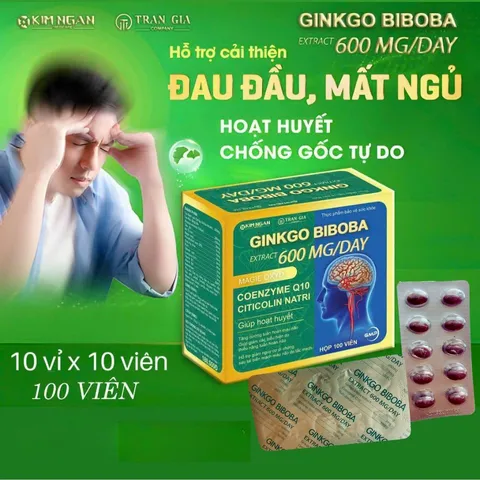 Viên uống bổ não GINKO BILOBA extra- giúp hoạt huyết, tăng cường lưu thông máu não, giảm đau đầu, hoa mắt, chóng mặt