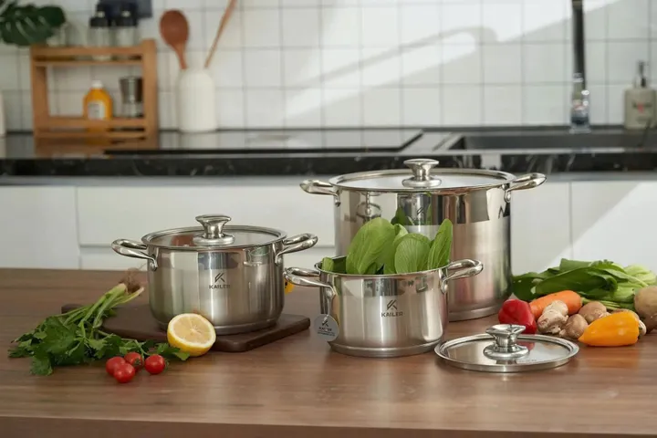 Bộ Nồi Kailer Inox 3 Món 5 Lớp Đáy KL-BN0