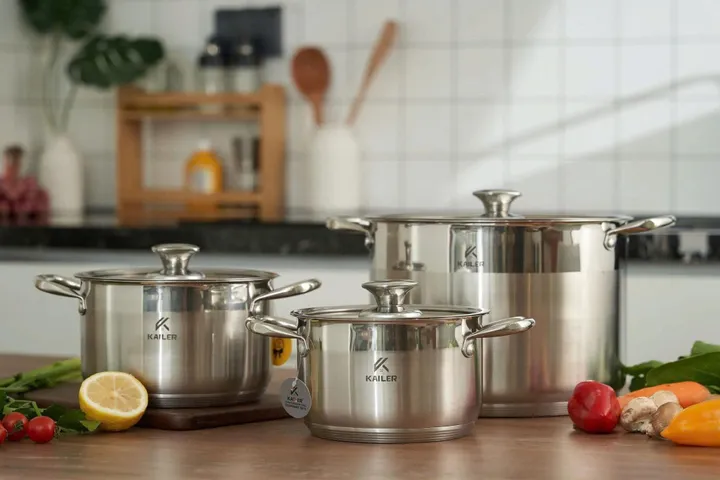 Bộ Nồi Kailer Inox 3 Món 5 Lớp Đáy KL-BN0