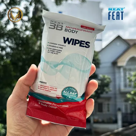 Khăn ướt kiểm soát mồ hôi, khử mùi cơ thể Neat Feat Neat 3B Antiperspirant Body Wipes 30 khăn