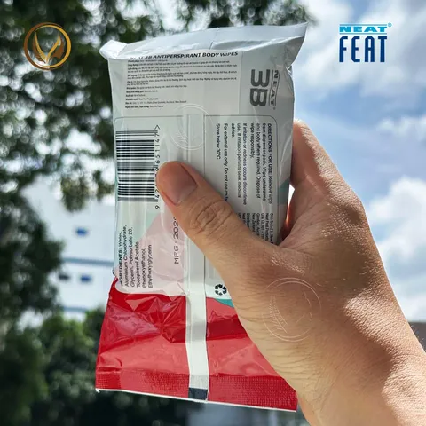 Khăn ướt kiểm soát mồ hôi, khử mùi cơ thể Neat Feat Neat 3B Antiperspirant Body Wipes 30 khăn