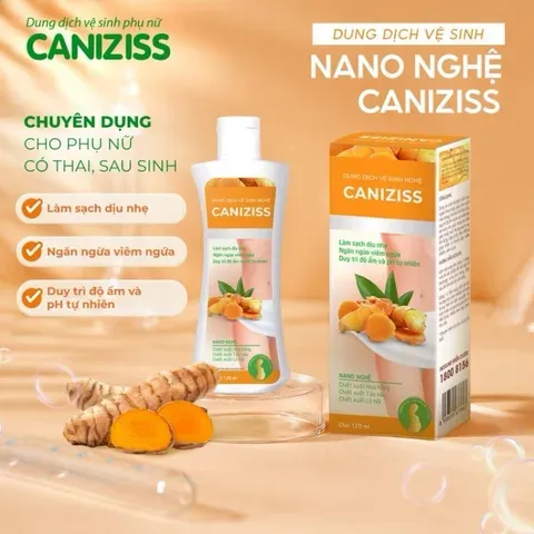 Dung Dịch Vệ Sinh Phụ Nữ Tinh Chất Nghệ Caniziss Khử Mùi, Giảm Ngứa, Làm Sạch, Cân Bằng Độ pH Vùng Kín Chai 120ml 819660