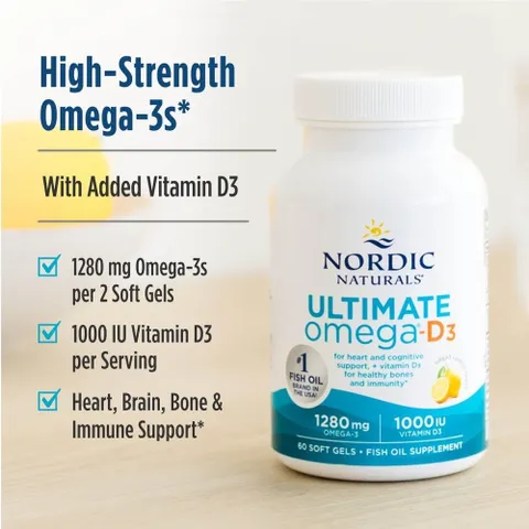 Ultimate Omega D3 Nordic Naturals - Giảm triglyceride trong máu ổn định huyết áp duy trì sức khỏe thành mạch chính hãng sản xuất Mỹ