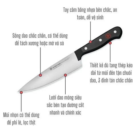 Dao Làm Bếp, Dao Thái Kiểu Âu Wusthof Gourmet  Sản Xuất Tại Đức -16cm