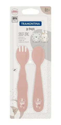 Set Thìa Dĩa Ăn Dặm Tramontina Chất Liệu Nhựa PP Không BPA Sản Xuất Tại Brazil