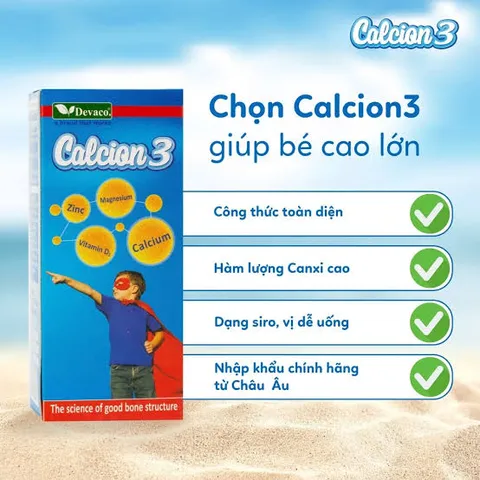 Calcion 3 Deva Ticaret hỗ trợ giúp phát triển chiều cao, giảm nguy cơ còi xương ở trẻ