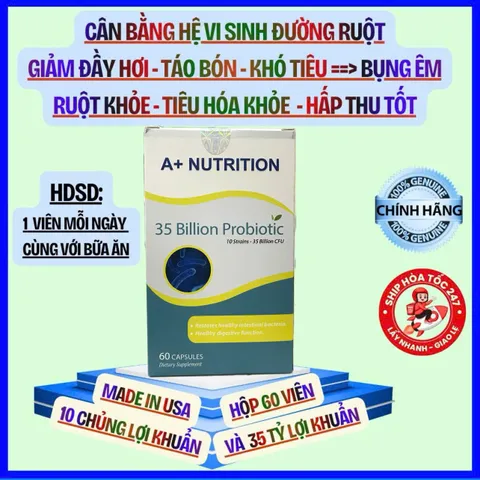 Men vi sinh  Good Choice's( A+ Nutrition) 35 tỷ probiotic hỗ trợ thải độc đại tràng, thải độc ruột hộp 60 Viên