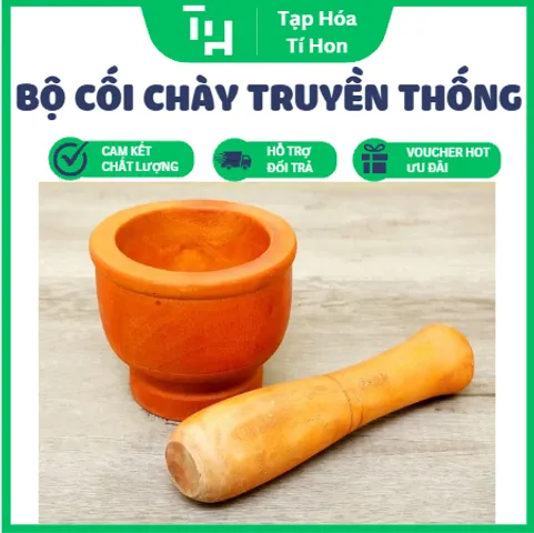 Bộ Cối Chày Thường Truyền Thống, đảm bảo an toàn vệ sinh thực phẩm khi giã trực tiếp các loại gia vị (TH710)