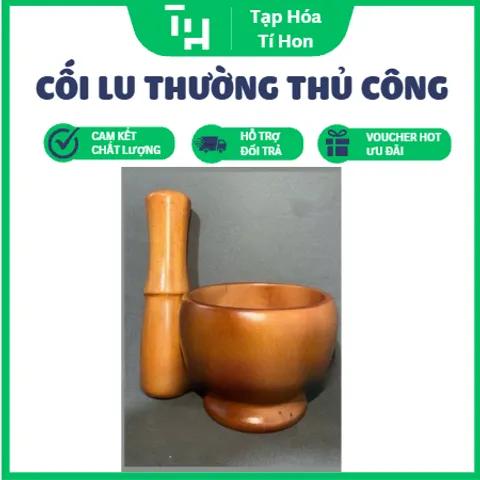 Bộ cối Lu Thường, nguyên khối thủ công - giã tỏi ớt , gia vị, thảo mộc, không bám mùi , bền đẹp cao cấp (TH711)