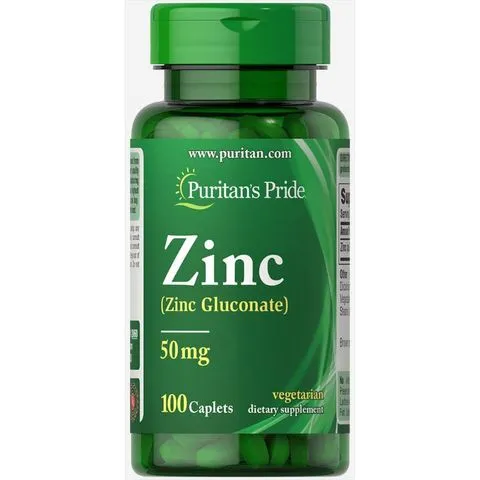 Viên Kẽm Puritan's Pride Zinc Gluconate 50mg 100 Viên - Tăng Cường Miễn Dịch, Hỗ Trợ Sức Khỏe Da Tóc, Mỹ 820273