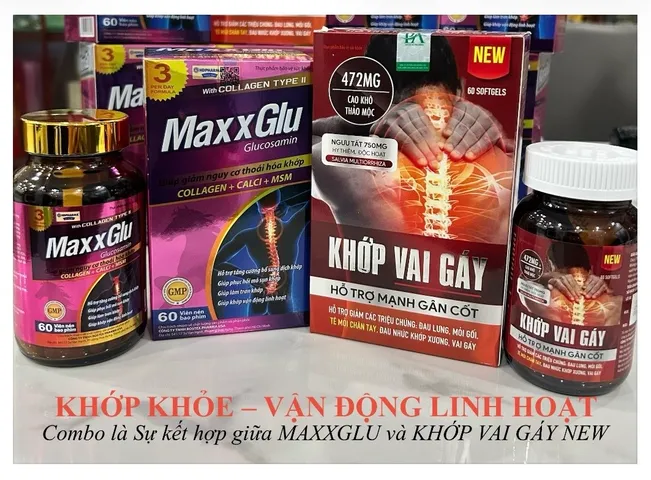 COMBO KHỚP KHỎE – VẬN ĐỘNG LINH HOẠT (MAXXGLU 60 VIÊN và KHỚP VAI GÁY NEW 60 VIÊN)