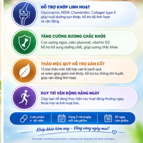 COMBO KHỚP KHỎE – VẬN ĐỘNG LINH HOẠT (MAXXGLU 60 VIÊN và KHỚP VAI GÁY NEW 60 VIÊN)