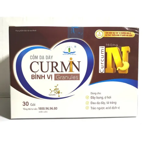 Cốm dạ dày Curmin Bình Vị Granules Cat cơn đau dạ dày nhanh chóng hộp 30 gói dạng mil tui