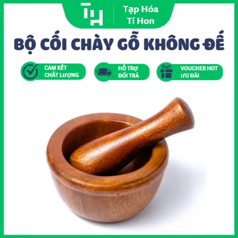 Bộ Cối Chày Gỗ, Xuất Khẩu Không Đế, Bền Chắc, Tinh Tế, Sang Trọng (TH715)