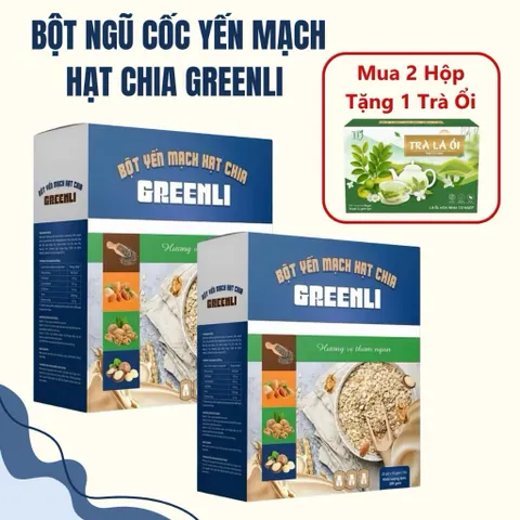 Bột Ngũ Cốc Greenli Yến Mạch Hạt Chia 20gói x 15gram - Thay Thế Bữa Ăn Lành Mạnh, Hỗ Trợ Giảm kyy
