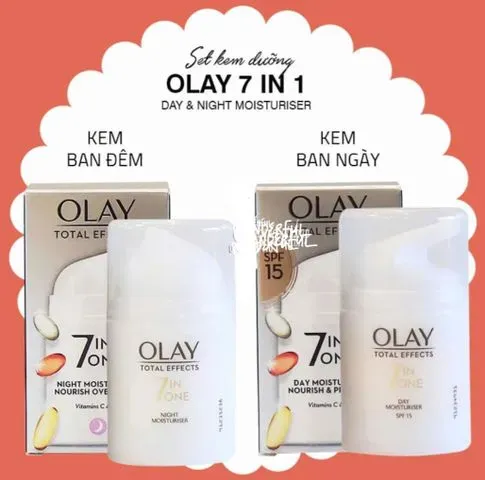 (Hàng Nhập Khẩu) Set kem dưỡng da ngày và đêm Olay Total Effects 7 in One 37ml - làm sáng da, hàng nhập Mỹ 820672
