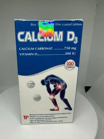 Cailcium D3 750mg/200IU Thành Nam chai 100 viên – Hỗ trợ loãng xương 820780