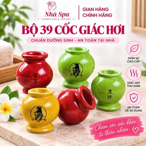 Bộ 39 Cốc Giác Hơi Chuẩn Dưỡng Sinh Ngũ Hành, Gốm Sứ Cao Cấp. Cốc Giác Hơi Tại Nhà