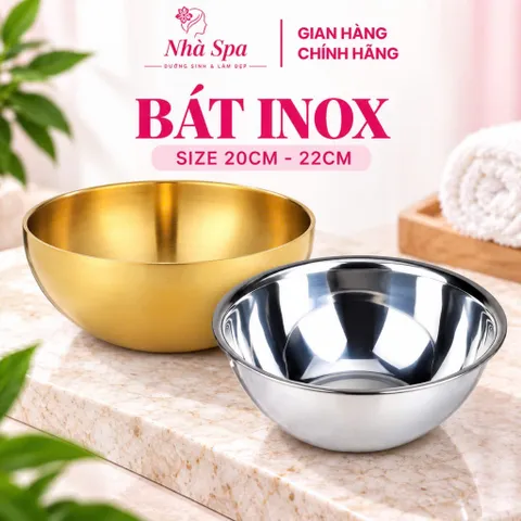 Bát inox Mạ Vàng, bát rửa mặt, bát đựng nước chuyên dùng cho spa size 20cm - 22cm 820815