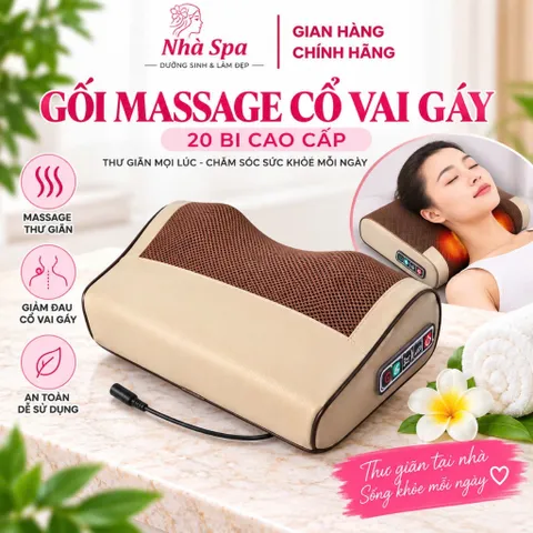 Thư giãn tuyệt đối - Gối Massage Cổ Vai Gáy - Máy Massage Hồng Ngoại 20 Bi Cao Cấp