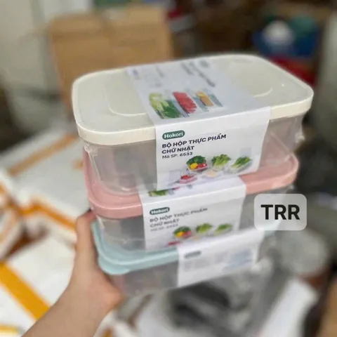 set 3 hộp nhựa hokori bảo quản thức ăn – tiện lợi, gọn gàng cho căn bếp