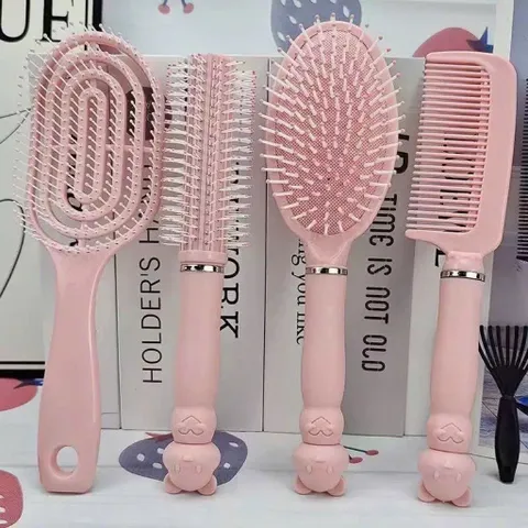 set 4 lược tạo kiểu tóc màu hồng pastel – xinh xắn, tiện dụng