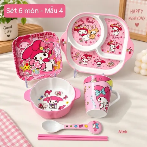 set khay ăn 5 món khay bát hình bí  dễ thương – xinh xắn, tiện lợi cho bé