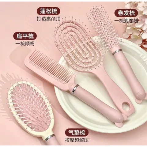 set 4 lược tạo kiểu tóc màu hồng pastel – xinh xắn, tiện dụng