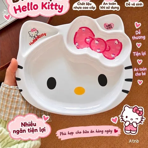 đĩa nhựa hello kitty chia ngăn – xinh xắn, tiện lợi cho bé