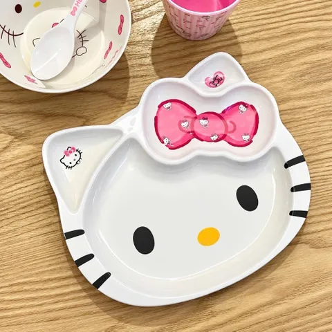 đĩa nhựa hello kitty chia ngăn – xinh xắn, tiện lợi cho bé