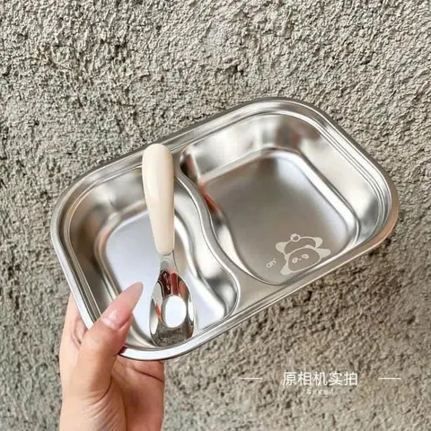 KHAY INOX 4 NGĂN ĂN DẶM HỌA TIẾT DỄ THƯƠNG DÀNH CHO BÉ TẬP ĂN