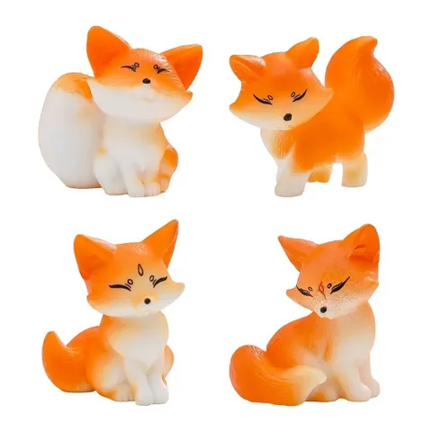 Bộ mô hình gia đình cáo dễ thương bằng nhựa kích thước khoảng 3cm trang trí tiểu cảnh,terrarium,bể cá…