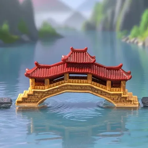 Mô hình nhà,tháp,cầu cổ trang trí tiểu cảnh,hòn non bộ,bể cá kích thước 7,5cm,4,5cm