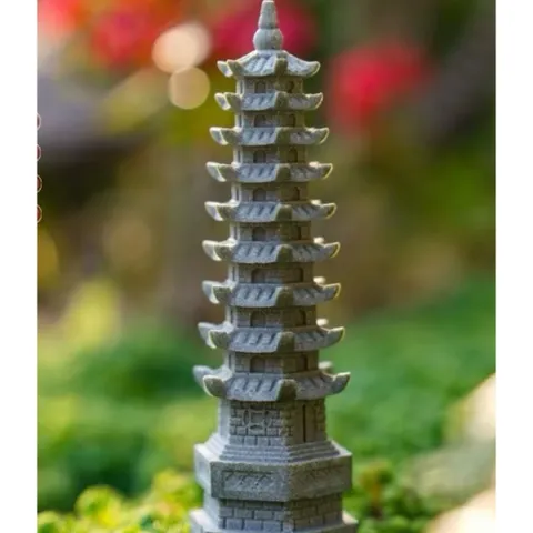 Tháp bằng đá sa thạch cao 13,5cm trang trí tiểu cảnh,chậu cây,bể cá…