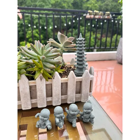 Tháp bằng đá sa thạch cao 13,5cm trang trí tiểu cảnh,chậu cây,bể cá…
