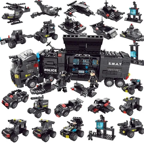 Bộ Đồ Chơi Cảnh Sát Lắp Ghép Ô Tô Biến Hình Robot, Bộ Xếp Hình Xe Cảnh Sát SWAT 8 In 1 | Đức Lâm