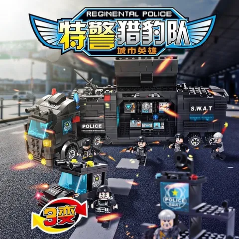 Bộ Đồ Chơi Cảnh Sát Lắp Ghép Ô Tô Biến Hình Robot, Bộ Xếp Hình Xe Cảnh Sát SWAT 8 In 1 | Đức Lâm