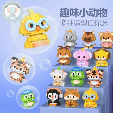 Bộ 12 nhân vật mini 3D, đồ chơi lắp ghép xếp hình chất liệu nhựa ABS cao cấp an toàn cho bé | Đức Lâm