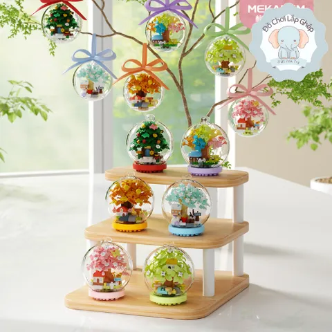 [Mẫu Mới] Mô HÌnh Quả Cầu Các Loại Cây - Giỏ Hoa 3D Đồ Chơi Trang Trí Mini l Đức Lâm