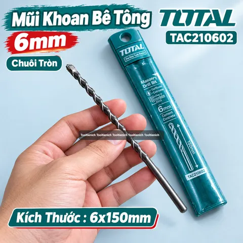 Mũi Khoan Bê Tông TOTAL TAC210602 6mm Chuôi Tròn 6x150mm – Khoan Bê Tông, Gạch, Vật Liệu Xây Dựng