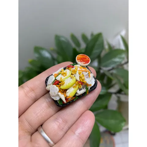 dĩa  gỏi măng cụt mini bằng đất sét