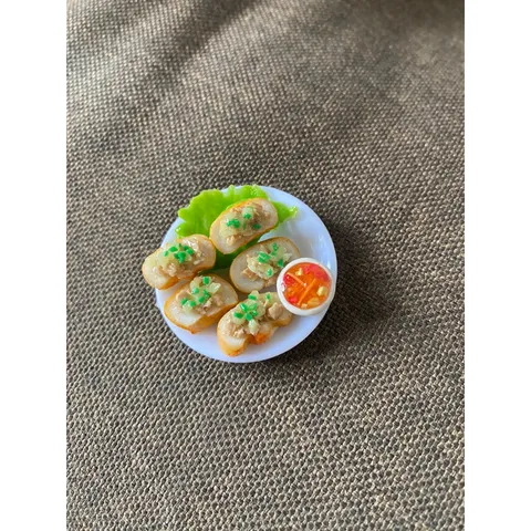 mô hình dĩa  bánh mì hấp mini bằng đất sét