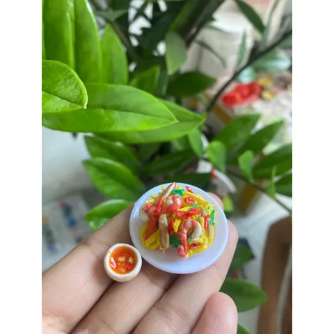 mô hình đất sét dĩa gỏi xoài mini 1/12 rất nhỏ